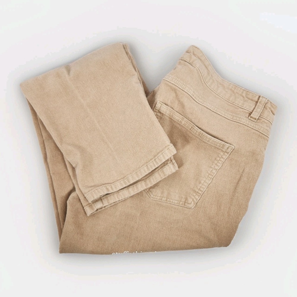 Woman Within Womens Stretch Corduroy Plus Sz 14W Classic Straight Leg Tan/Khaki